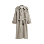 The Frankie Shop Dursley Oversized Trench Coat - Beige Melange - Oversized Minimalist Coats in Beige - Shop at Coveti