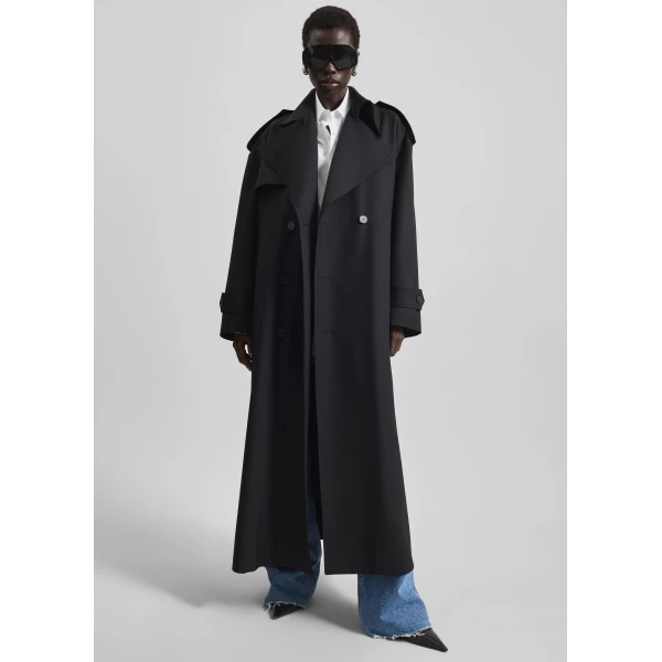 The Frankie Shop Dursley Tailored Trench Coat – Black, view 2