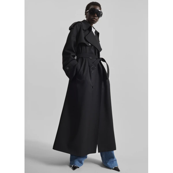 The Frankie Shop Dursley Tailored Trench Coat – Black, view 3