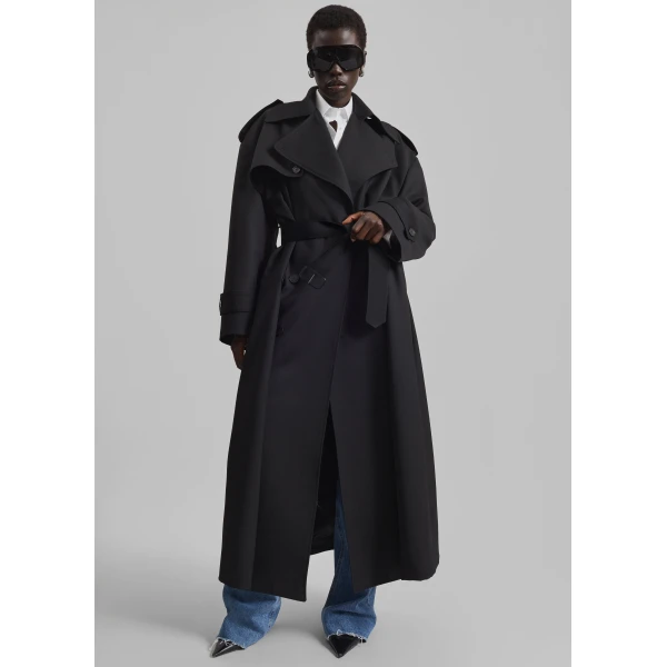 The Frankie Shop Dursley Tailored Trench Coat – Black, view 6