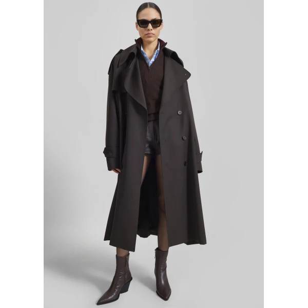 The Frankie Shop Dursley Tailored Trench Coat – Brown, view 6