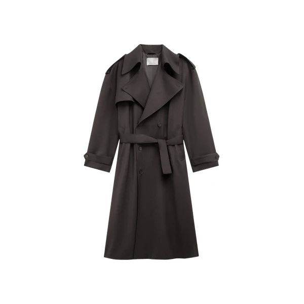 The Frankie Shop Dursley Tailored Trench Coat - Brown - Oversized Minimalist Coats in Beige - Shop at Coveti