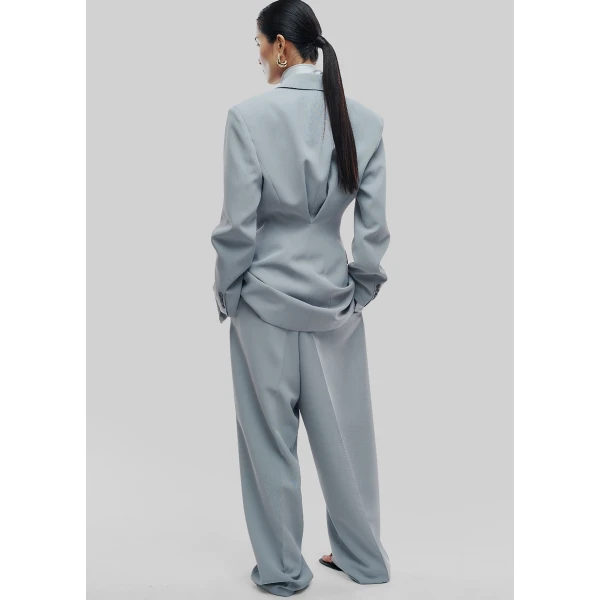 The Frankie Shop Duved Cinched Blazer – Slate Grey, view 3