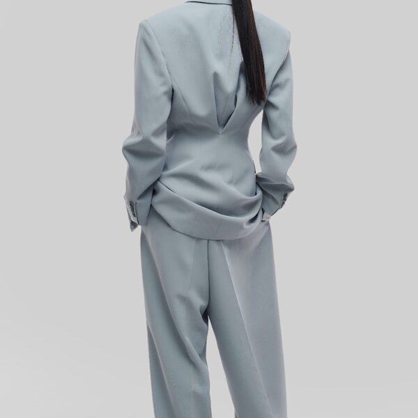 The Frankie Shop Duved Cinched Blazer - Slate Grey - Oversized Minimalist Jackets in Grey - Shop at Coveti