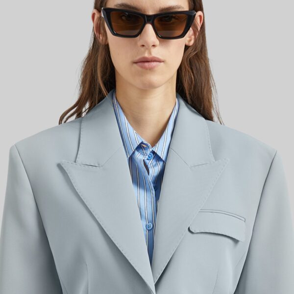The Frankie Shop Duved Cinched Blazer - Slate Grey - Oversized Minimalist Jackets in Grey - Shop at Coveti