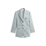 The Frankie Shop Duved Cinched Blazer - Slate Grey - Oversized Minimalist Jackets in Grey - Shop at Coveti