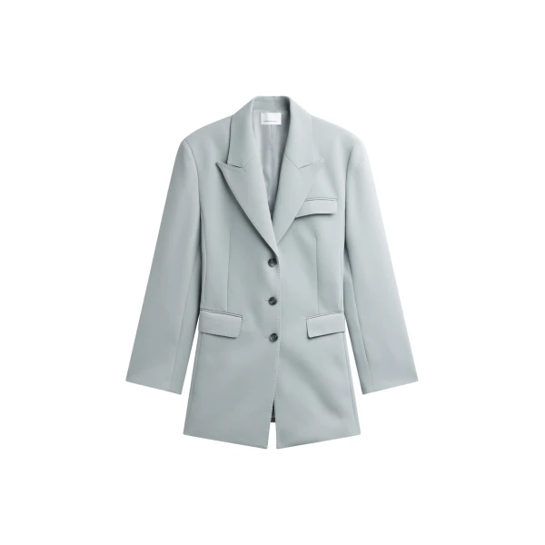 The Frankie Shop Duved Cinched Blazer - Slate Grey - Oversized Minimalist Jackets in Grey - Shop at Coveti