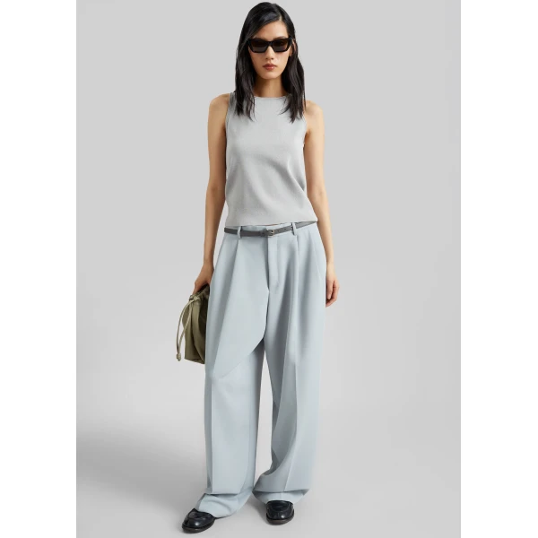 The Frankie Shop Duved Pleated Trousers – Slate Grey, view 2