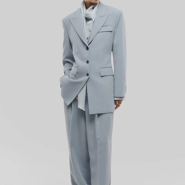 The Frankie Shop Duved Pleated Trousers - Slate Grey - Oversized Minimalist Pants in Grey - Shop at Coveti