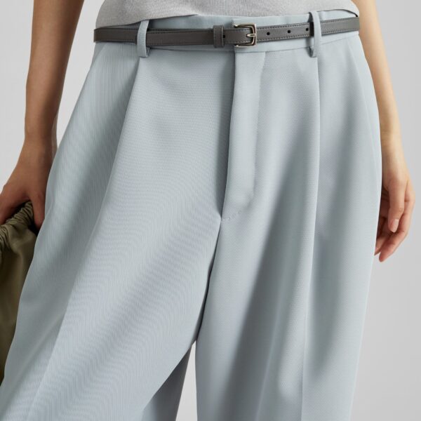 The Frankie Shop Duved Pleated Trousers - Slate Grey - Oversized Minimalist Pants in Grey - Shop at Coveti