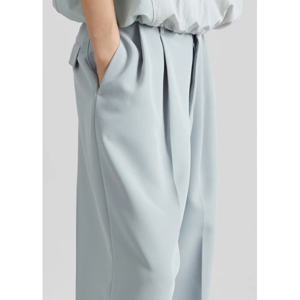 The Frankie Shop Duved Pleated Trousers - Slate Grey - Oversized Minimalist Pants in Grey - Shop at Coveti