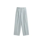The Frankie Shop Duved Pleated Trousers - Slate Grey - Oversized Minimalist Pants in Grey - Shop at Coveti