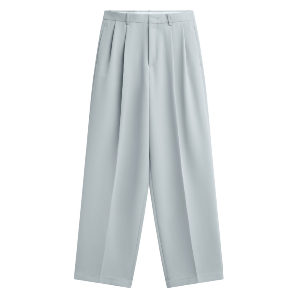 The Frankie Shop Duved Pleated Trousers - Slate Grey - Oversized Minimalist Pants in Grey - Shop at Coveti