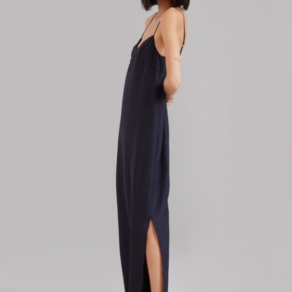 The Frankie Shop Dylana Sleeveless Maxi Dress - Navy - Oversized Minimalist Dresses in Blue - Shop at Coveti