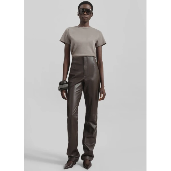 The Frankie Shop Eben Baby Tee – Taupe Top, view 3