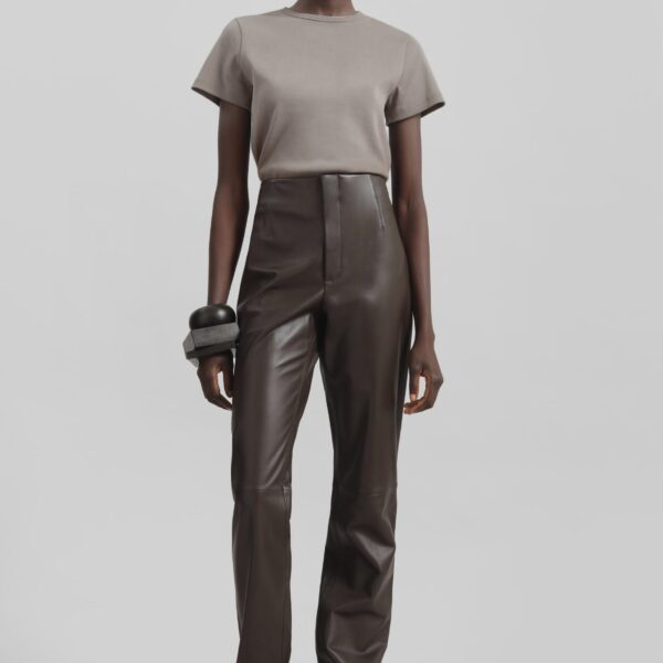 The Frankie Shop Eben Baby Tee - Taupe - Oversized Minimalist Tops in Beige - Shop at Coveti