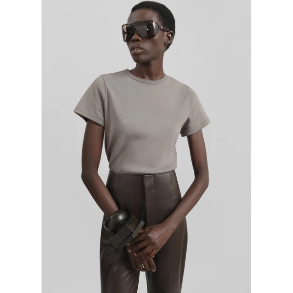 The Frankie Shop Eben Baby Tee – Taupe Top, view 5