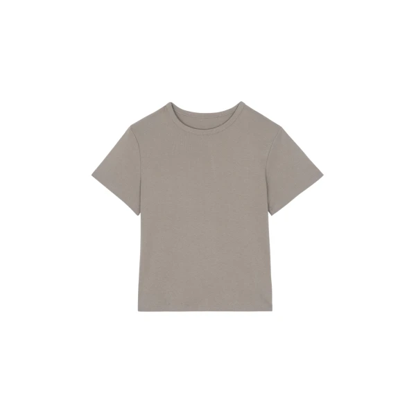 The Frankie Shop Eben Baby Tee - Taupe - Oversized Minimalist Tops in Beige - Shop at Coveti