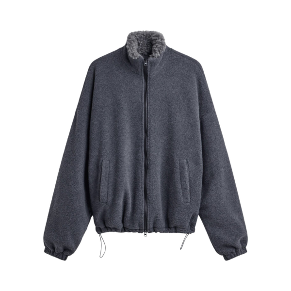 The Frankie Shop Edane Fleece Jacket - Dark Grey - Oversized Minimalist Jackets in Grey - Shop at Coveti