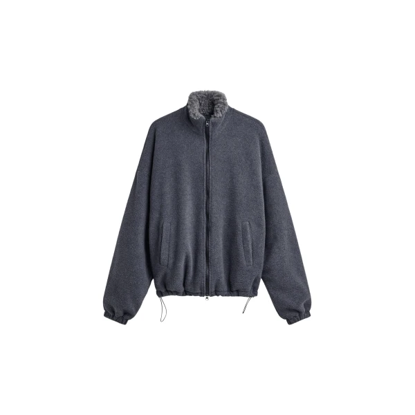 The Frankie Shop Edane Fleece Jacket - Dark Grey - Oversized Minimalist Jackets in Grey - Shop at Coveti