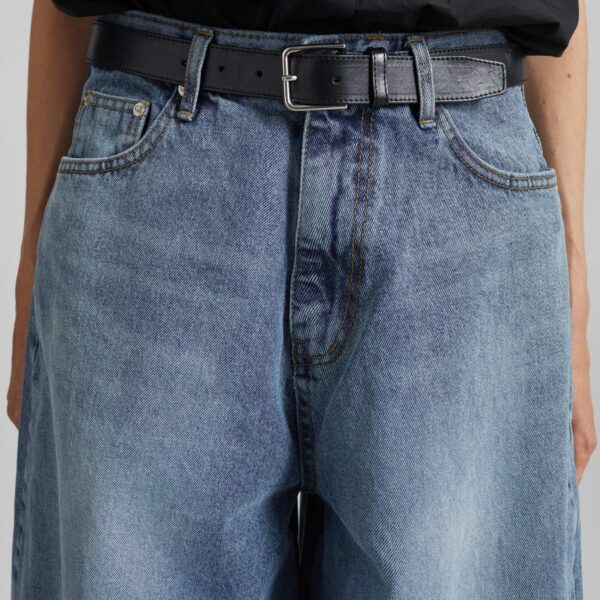 The Frankie Shop Elga Barrel Leg Jeans - Medium Wash - Oversized Minimalist Pants in Grey - Shop at Coveti