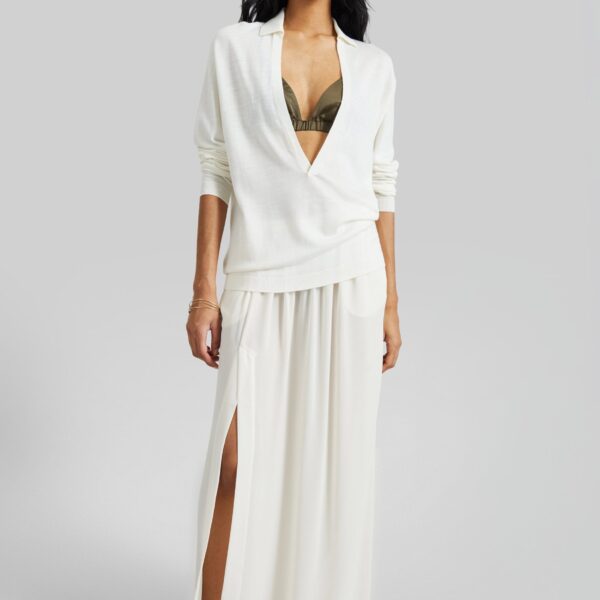 The Frankie Shop Elie Silk Fluid Maxi Skirt - Ivory - Oversized Minimalist Skirts in Ivory - Shop at Coveti