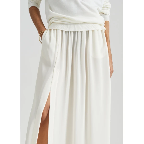 The Frankie Shop Elie Silk Fluid Maxi Skirt – Ivory, view 5