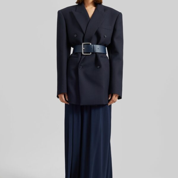 The Frankie Shop Elie Silk Fluid Maxi Skirt - Navy - Oversized Minimalist Skirts in Blue - Shop at Coveti