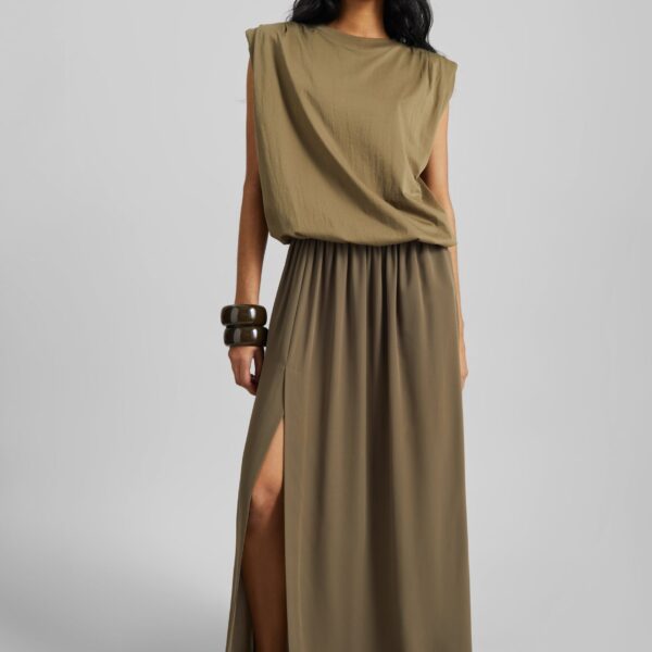 The Frankie Shop Elie Silk Fluid Maxi Skirt - Olive - Oversized Minimalist Skirts in Green - Shop at Coveti