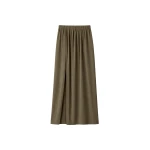 The Frankie Shop Elie Silk Fluid Maxi Skirt - Olive - Oversized Minimalist Skirts in Green - Shop at Coveti