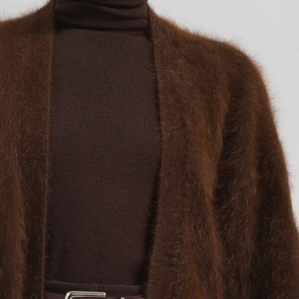 The Frankie Shop Elland Oversized Alpaca Cardigan - Olive Brown - Oversized Minimalist Knitwear in Beige - Shop at Coveti