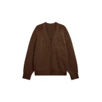 The Frankie Shop Elland Oversized Alpaca Cardigan - Olive Brown - Oversized Minimalist Knitwear in Beige - Shop at Coveti