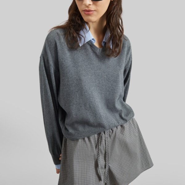 The Frankie Shop Ello Boxer Shorts - Checked Grey - Oversized Minimalist Shorts in Multicolour - Shop at Coveti