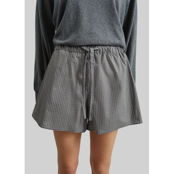 The Frankie Shop Ello Boxer Shorts – Checked Grey, view 5