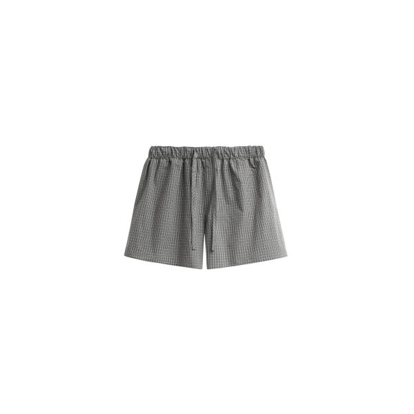 The Frankie Shop Ello Boxer Shorts - Checked Grey - Oversized Minimalist Shorts in Multicolour - Shop at Coveti