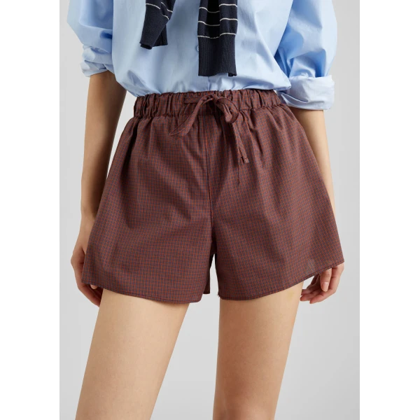 The Frankie Shop Ello Boxer Shorts – Checked Terracotta, view 5