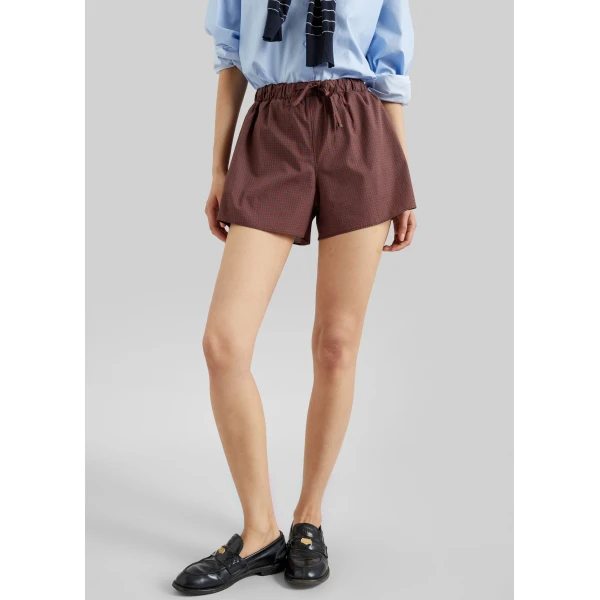 The Frankie Shop Ello Boxer Shorts – Checked Terracotta, view 6