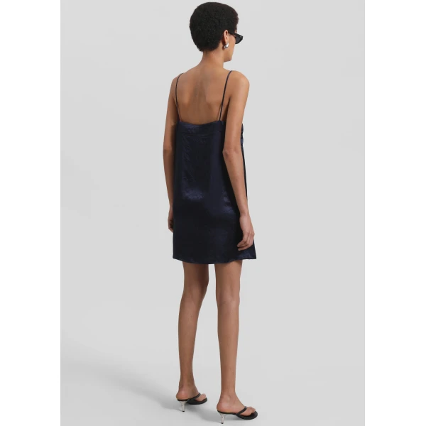 The Frankie Shop Elma Satin Mini Dress – Navy, view 6
