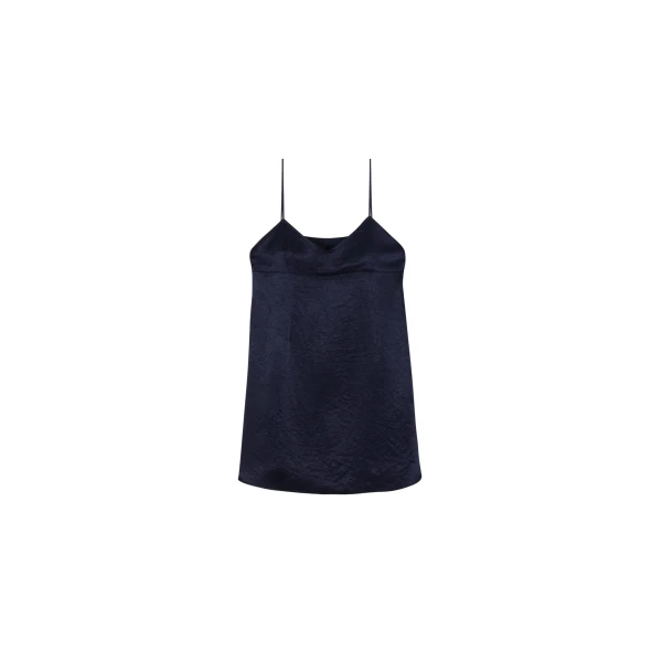 The Frankie Shop Elma Satin Mini Dress - Navy - Oversized Minimalist Dresses in Blue - Shop at Coveti