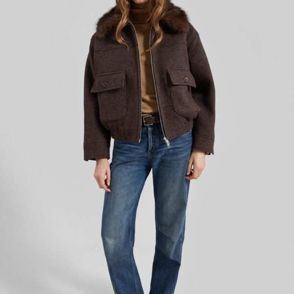 The Frankie Shop Elmont Brushed Wool Quilted Jacket - Brown - Oversized Minimalist Jackets in Beige - Shop at Coveti