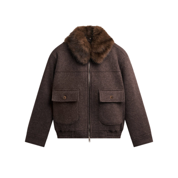 The Frankie Shop Elmont Brushed Wool Quilted Jacket - Brown - Oversized Minimalist Jackets in Beige - Shop at Coveti