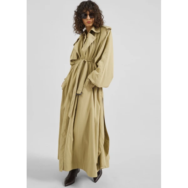 The Frankie Shop Elsdon Fluid Long Trench – Camel Coat, view 2