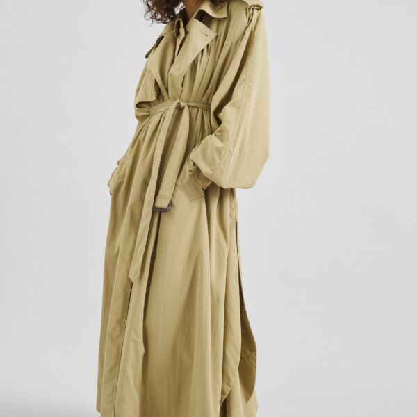 The Frankie Shop Elsdon Fluid Long Trench - Camel - Oversized Minimalist Coats in Beige - Shop at Coveti