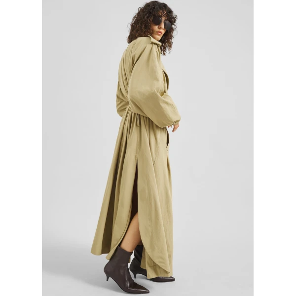 The Frankie Shop Elsdon Fluid Long Trench – Camel Coat, view 3