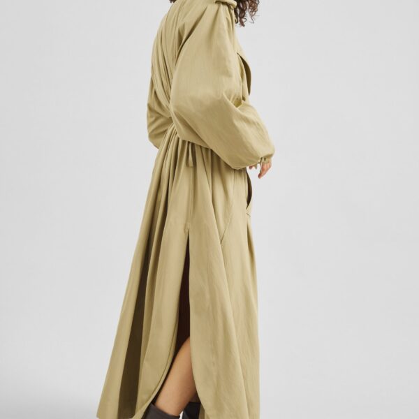 The Frankie Shop Elsdon Fluid Long Trench - Camel - Oversized Minimalist Coats in Beige - Shop at Coveti