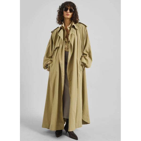The Frankie Shop Elsdon Fluid Long Trench – Camel Coat, view 5