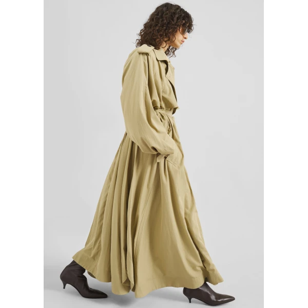 The Frankie Shop Elsdon Fluid Long Trench – Camel Coat, view 6