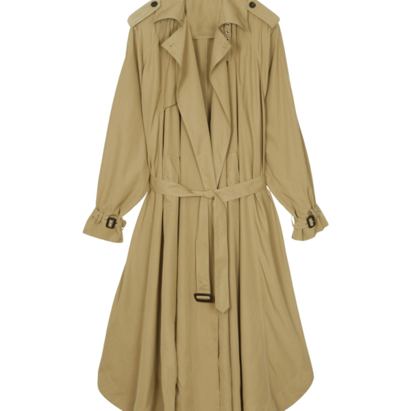The Frankie Shop Elsdon Fluid Long Trench - Camel - Oversized Minimalist Coats in Beige - Shop at Coveti