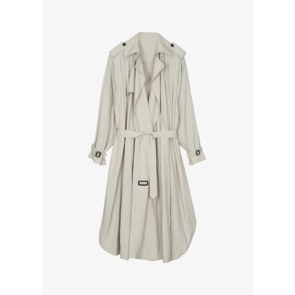 The Frankie Shop Elsdon Fluid Long Trench – Light Beige Coat
