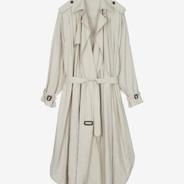 The Frankie Shop Elsdon Fluid Long Trench - Light Beige - Oversized Minimalist Coats in Beige - Shop at Coveti